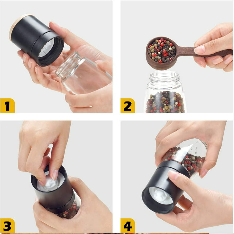 Mini Salt and Pepper Grinder, Small Tiny Adjustable Coarseness Ceramic Salt  Grinder Portable Handy Spice Pepper Mill Shaker For BBQ Party Lunch Bag  Kitchen Chef Gifts 