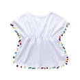 thumbnail image 3 of Uccdo Toddler Girls Summer Swimsuits Cover-ups with Pompom, 12M-7T Little Girl Beach Bikini Cover Up Swimwear Wraps, 3 of 7