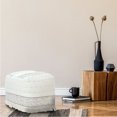 thumbnail image 6 of LR Home Small Fringe Striped Indoor Square Pouf, Ivory/Brown, 18" x 18" x 14", 6 of 9