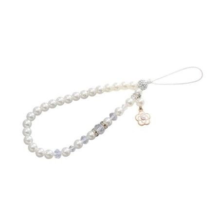 Almencla Beaded Phone Charm Accessory Phone Case Lanyard for Handbag Car Keys Wallets White
