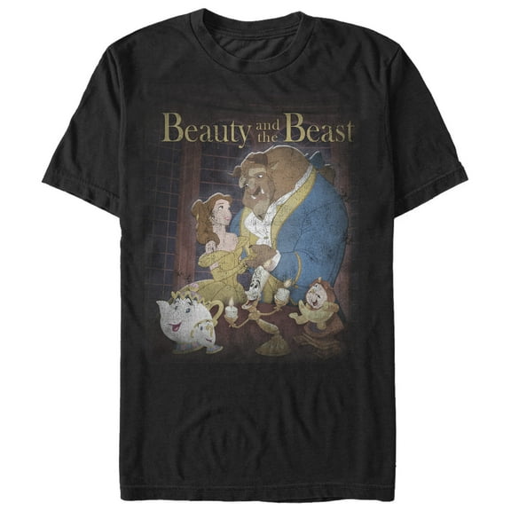 Men's Beauty and the Beast Movie Poster  Graphic Tee Black X Large