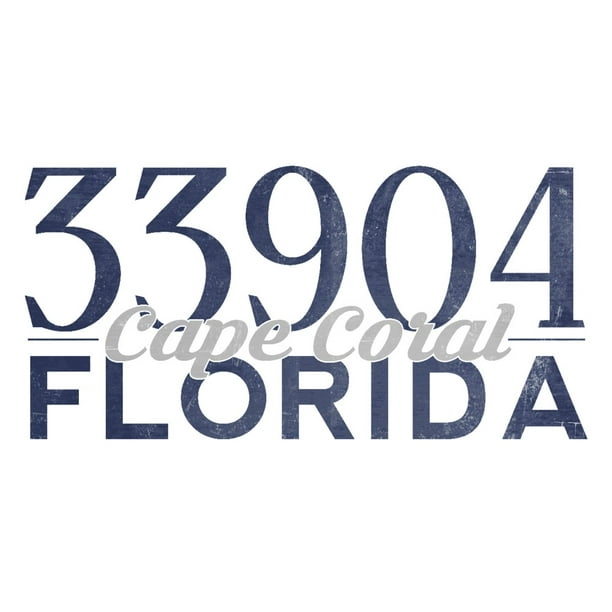 Cape Coral, Florida, 33904 Zip Code (Blue) (24x36 Giclee Gallery Art