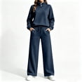 thumbnail image 2 of Lmueinov Two Piece Sets for Women Fleece Sweatsuit Button Mock Neck Sweatshirts Wide Leg Sweatpants Workout Lounge Sets with Pockets Fall Casual Outfits, 2 of 6