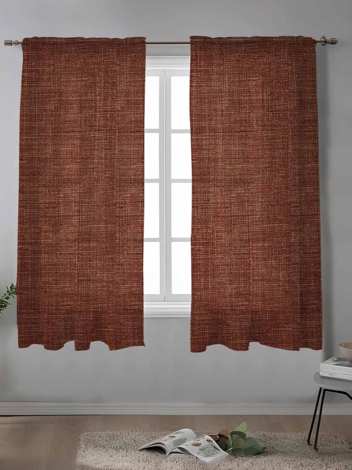 Dark Brown Curtains 63 Inch Length,Sheer Curtains for Bedroom Living Room Window Vintage Country Monochrome Chocolate Color Rod Pocket Drapes Kitchen Curtains Small Half Window 42"x63" 2 Panels