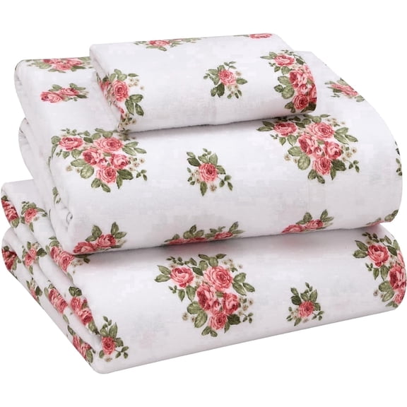 RUVANTI Flannel Sheets Twin XL Size - 100% Cotton Double Brushed Bed Sheets Set, Deep Pockets 16 Inches, All Seasons Breathable & Extra Soft Twin XL Sheets, Warm & Cozy, 4 Piece, Bali