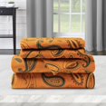thumbnail image 5 of Superior 4-Piece Retro Pumpkin Paisley Cotton Flannel Sh+F1347eet Set, King, 5 of 6