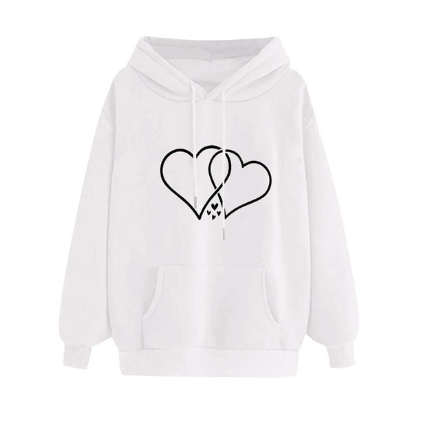 IMENGL Solid color long sleeve 190G Japanese love hoodie, White M