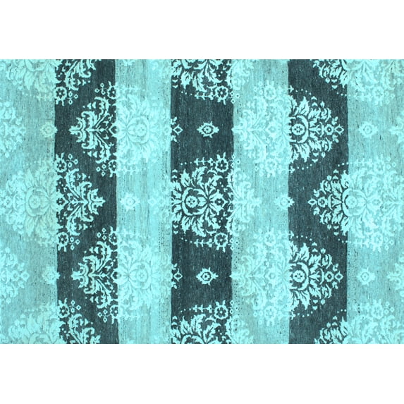 Ahgly Company Indoor Rectangle Abstract Light Blue Contemporary Area Rugs, 2' x 4'