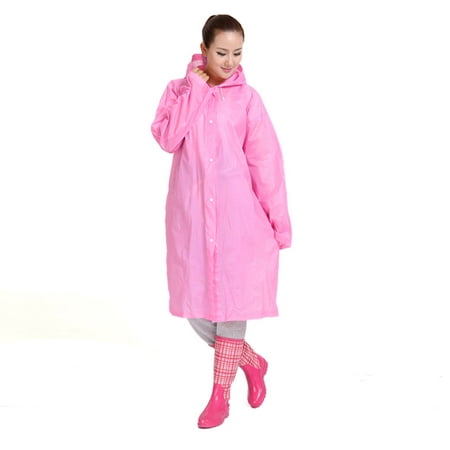 Pink EVA Outdoor Waterproof Raincoat Rainwear Hooded Rain Poncho for