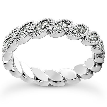Moissanite Platinum Eternity Ring Band - Platinum 1/3 Ct Diamond Stackable Eternity Ring Womens Wedding Band Vintage