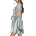 thumbnail image 2 of Gukieu Christmas Deer Print Women's Short Sleeve Dress, Elastic Waistband A-line with Pockets Summer Dress, Suitable for Daily Leisure, Work, Vacation, 2 of 6