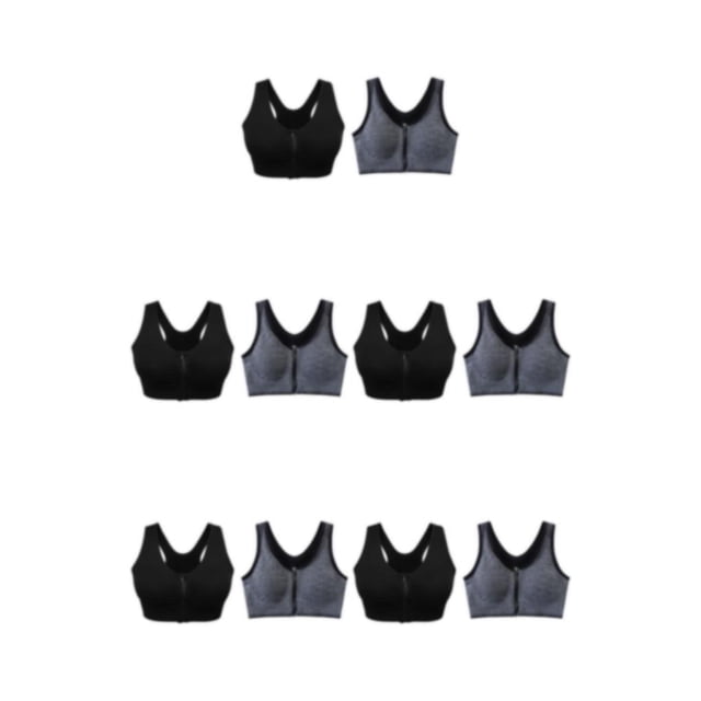 tssuouriy 2piece Wide Range Of Colors For Every Style Zipper Sports Bra Multiple Sizes black + gray S 5Set