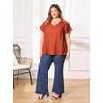 thumbnail image 2 of DARING DIVA Women's Plus V Neck and Ruffle Sleeve Casual Summer Wear 3X Orange Red, 2 of 6