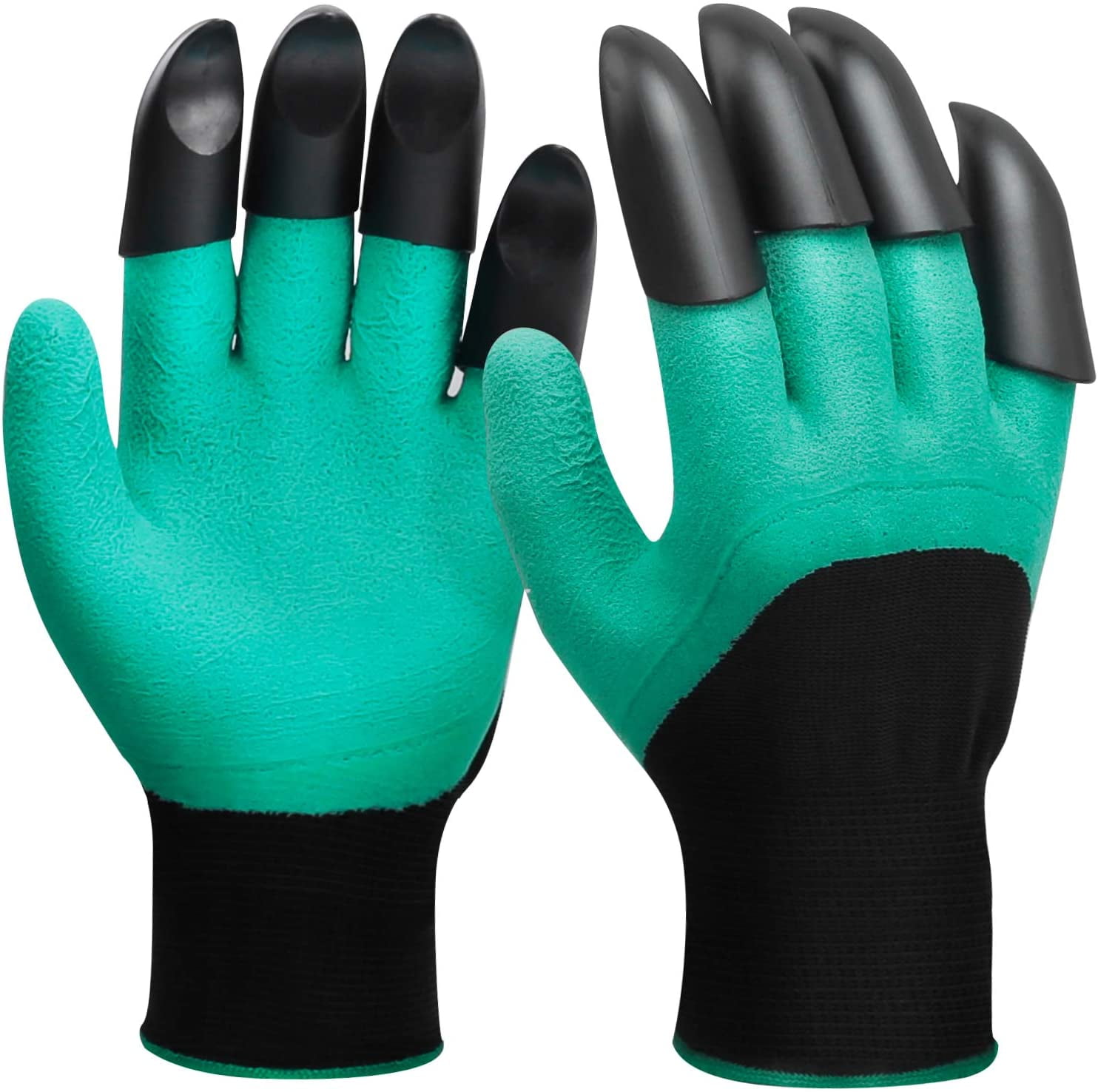 10 x Rubber Digging Glove Built In Plastic Claws Waterproof Gardening Planting 