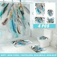 thumbnail image 1 of 4Pcs/Set 70*70'' Landscape Coconut Tree Shower Curtain + 2 Soft Anti-Slip Bathroom Carpets + 1 Toilet Lid Cover For Toliet Decor, 1 of 7