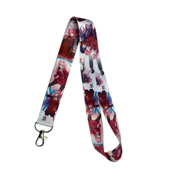 Anime Source Darling in The Franxx Japanese Manga Zero Two Character Red Pink Lanyard Keychain ID Badge Holder