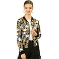 thumbnail image 1 of INSPIRE CHIC Blouson Bomber Court à Imprimés Floraux pour Femme à Col Montant à Fermeture à Glissière, 1 of 6