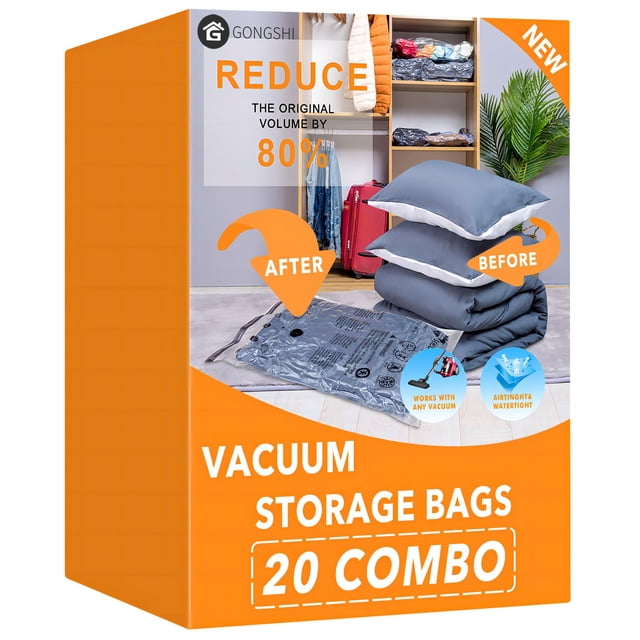 Bolsas de almacenamiento al vacío GONGSHI, paquete de 20 (4 gigantes, 4 grandes, 4 medianas, 4 pequeñas, 4 enrollables)