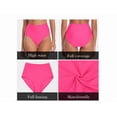 thumbnail image 6 of FEOYA Ladies Bikini Bottoms Womens High Rise Swim Brief Full Coverage Bathing Suit Bottoms Basic Swimsuit Swimwear Rose Red, 6 of 9