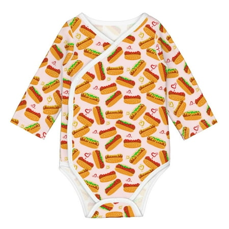 

Gaeub Hot Dog In Heart Unisex Babies Long-Sleeve Bodysuit 100% Organic Cotton-18 Months