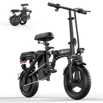 ASKGO Folding Electric Bike, 14" E-Bikes for Adults, 1200W Peak Electric Commuter Bicycle 48V 13Ah Removable Battery, Max Speed 25Mph, Black