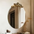 thumbnail image 4 of LUVODI 35.43x37.20 inch Baroque Antique Round Mirror Wall Decor Bathroom Mirror Ornate Entryway Mirrors, 4 of 11
