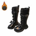 thumbnail image 3 of DHFJKG Girls Knee High Boots Fuzzy Lining Insulated Lace Up Side Zipper Boots Little Big Kids Cozy Shoes, 3 of 9