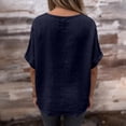 thumbnail image 4 of CIENVNSTG Linen Shirts for Women Loose Fit Crew Neck Short Sleeve Tops Plus Size Lightweight Pullover Top Casual Dressy Blouse Dark Blue S, 4 of 4