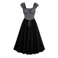 thumbnail image 3 of Xunlbb Elegant Women's Dress Plus Size Lace Up Gothic Dress Short Sleeve Straps Long Dress Formal Gown for Party Dinner Dress Waist Control Summer Spring Dress, 3 of 6