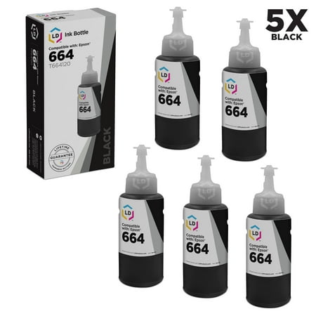 LD Compatible Epson 664 / T664 / T664120 Set of 5 Black Ink Bottles for use in Expression ET-2500, ET-2550, ET-2600, ET-2650 & WorkForce ET-16500, ET-4500, ET-4550