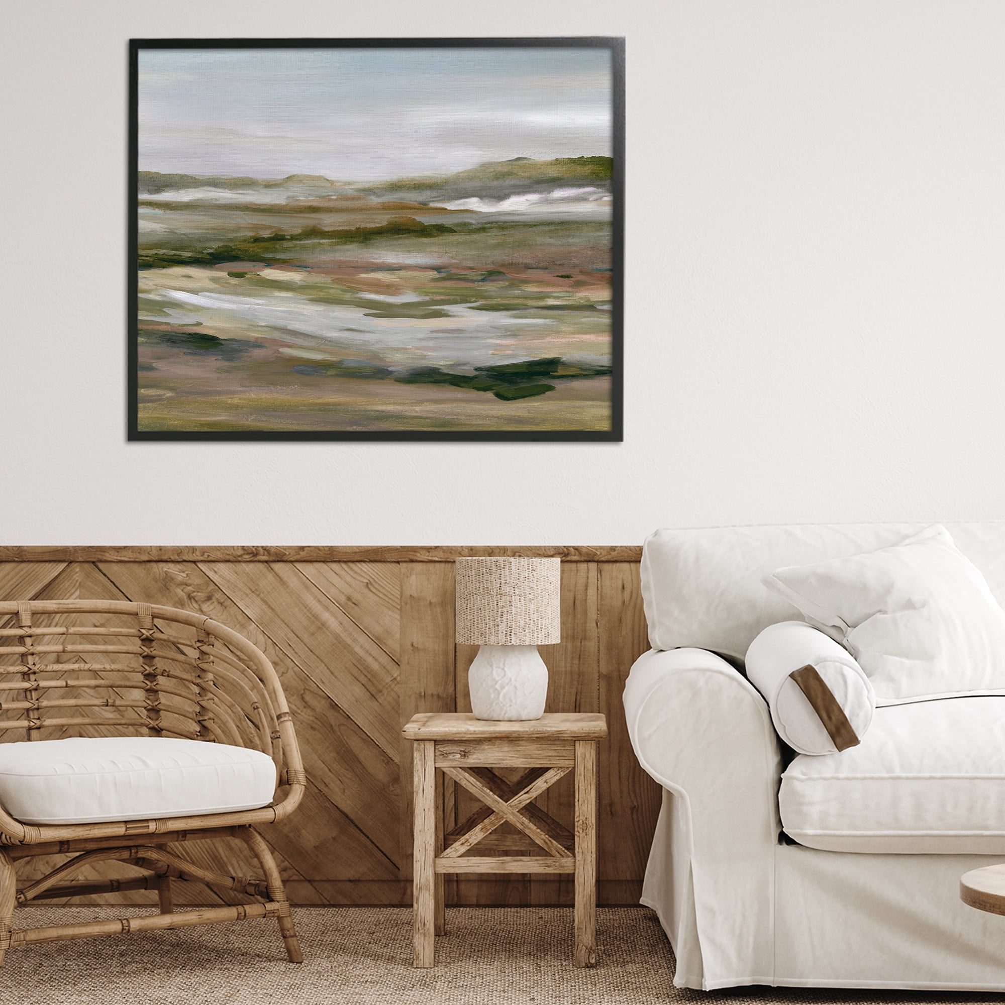 Stupell Industries Natural Meadow Abstract Horizon Black Framed Giclee Art, design by Carol Robinson