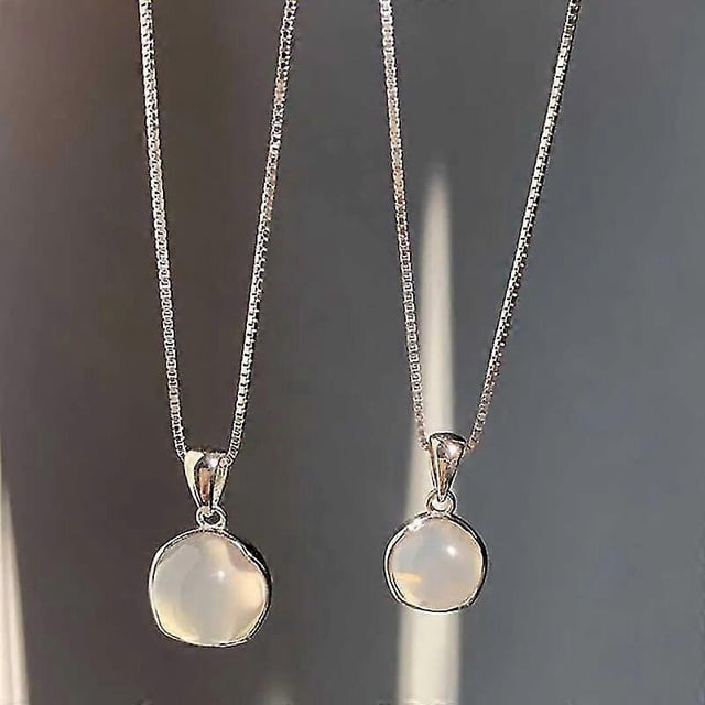 Collar colgante de ópalo redondo Kpop Goth Yashi 2 piezas color plata