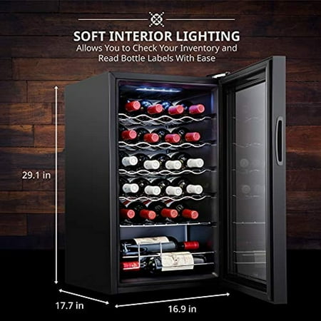Ivation 24 Bottle Compressor Wine Cooler Refrigerator W Lock Large Freestanding Wine Cellar For Red White Champagne Or Sparkling Wine 41f 64f Digital Temperature Control Fridge Glass Door Black Walmart Com