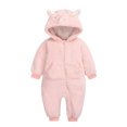 thumbnail image 1 of Body De Bebé, Mono De Canastilla Para Niños Pequeños, Ropa De Invierno Para Niñas Y Niños, Peleles Con Capucha Y Cremallera De Dibujos Animados Cálidos, Color Rosa Odeerbi LM103-3250, 1 of 5