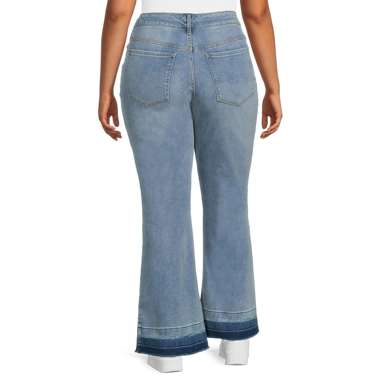 Terra & Sky Women's Plus Size Raw Edge Flare Jeans, 31 Terra & Sky Women's Plus Size Raw Edge Flare Jeans, 31