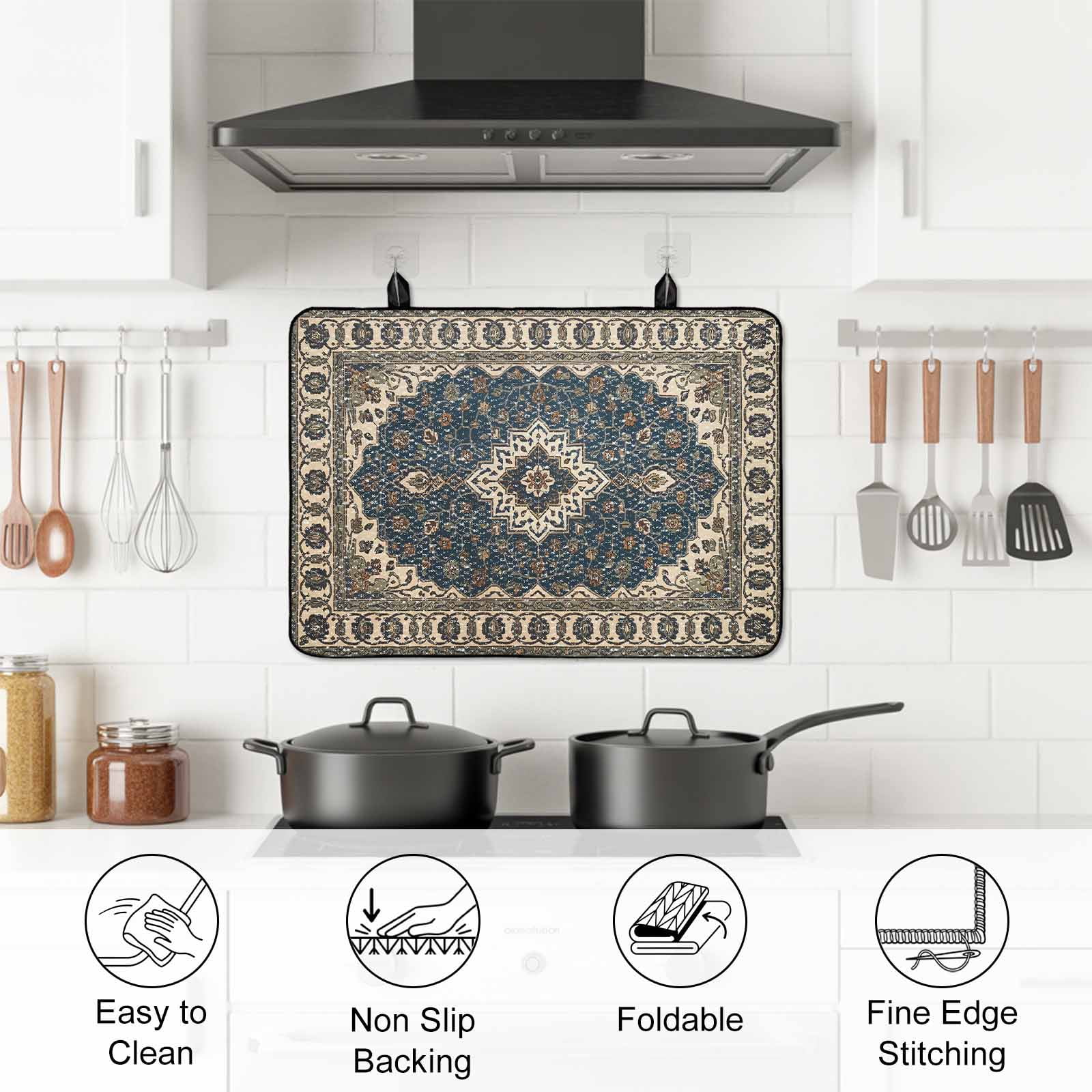 Southwest Aztec Stove Top Cover for Electric Stove, Heat-proof & Non Slip Glass Top Stove Cover Protector, Boho Vintage Farmhouse Abstract Art Kitchen Flat Cooktop Rubber Mat 24x21 Inches