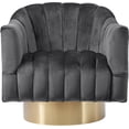 thumbnail image 4 of Meridian Furniture Farrah Grey Velvet Swivel Accent Chair, 4 of 13