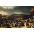 thumbnail image 2 of Charles Thévenin 18x13 Black Ornate Wood Framed Double Matted Museum Art Print Titled - The Federation Party on July 14, 1790, at Champ-De-Mars, Current 7th Arrondissement. (1792), 2 of 5