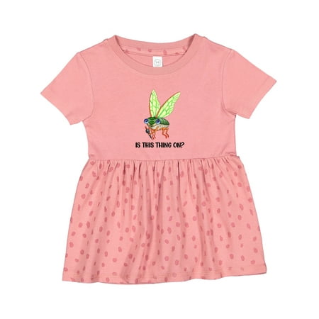 

Inktastic Is This Thing On Cute Cicada with Microphone Girls Baby Dress