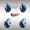 thumbnail image 2 of 6 Inch SS Solid Poly Caster Set with Roller Bearings 2 Swivel Lock 2 Brake SCC, 2 of 2