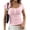 Pink, variant on Women Short Sleeve Tops Y2K Button Up Lace Patchwork Crop Tshirt Tops Slim Fit Scoop Neck Henley Summer Tee White M