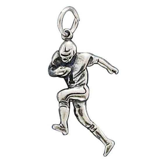 Sterling Silver 18" 1mm Box Chain Detailed Football Player Pendant Necklace