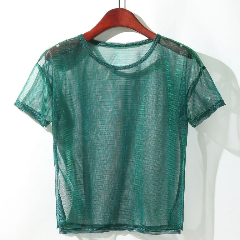 Daznico Womens Tops - Mesh Tops for Women See Through Sheer Blouse