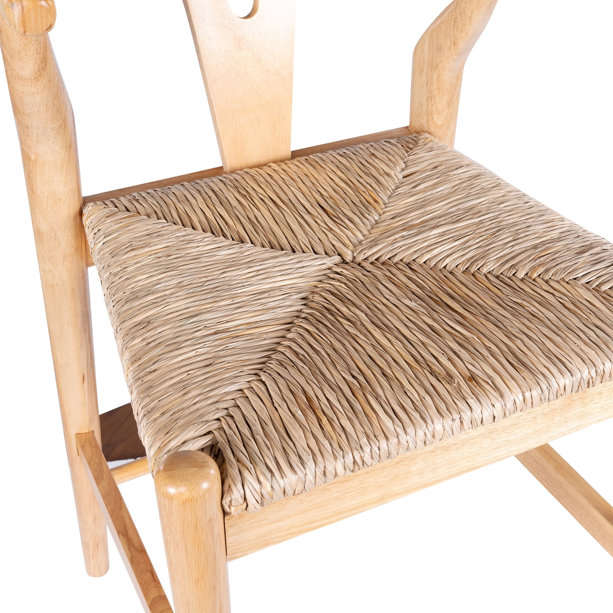 Wishbone Counter Height Bar Stool with Natural Finish, Rubberwood Frame
