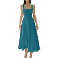 thumbnail image 2 of Bnwani Elegant Dresses for Women,Dresses for Women,V-Neck,Cinched,Slim Fit,Sleeveless,Blue,S, 2 of 6