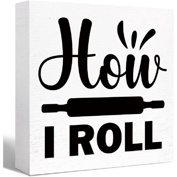 Kitchen Wood Box Signs,How I Roll Kitchen Wood Block Signs With Sayings For Kitchen Table Decor,Funny Kitchen Sign Decor For Shelf Counter 5x5 Inch