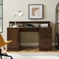 thumbnail image 4 of Gavin 58" Bureau d'Ordinateur 3 Tiroirs avec Clapier en Noyer Foncé, 4 of 5