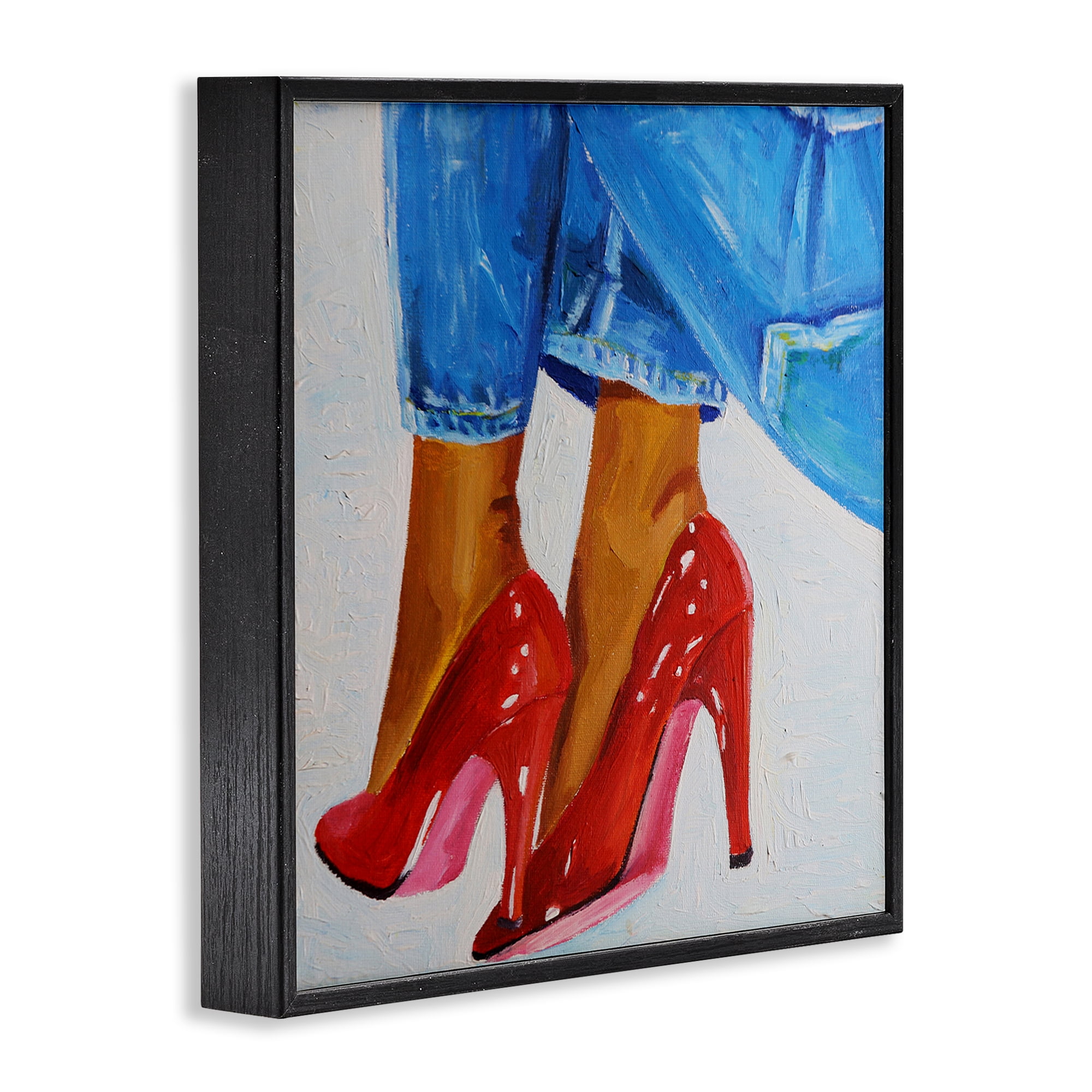 Stupell Industries Glossy Red Pumps & Jeans Black Framed Giclee Art, design by Violeta Vollmer