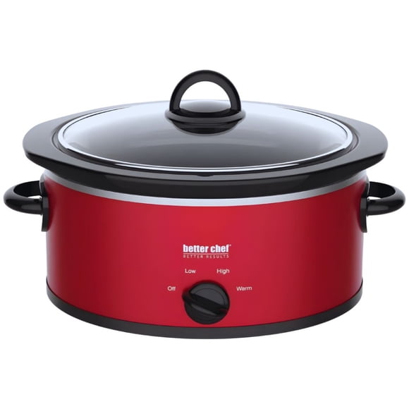 Olla de Cocción Lenta Better Chef 3 Qt Ovalada | Olla Slow Cooker Removible 3 Ajustes de Temperatura y Tapa de Vidrio Templado