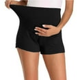 thumbnail image 2 of BRGZLK Women's Maternity Shorts Solid Color Loose 5" Over Belly Lightweight Breathable Belly Support Shorts Soft Stretchy Comfy Maternity Clothes Black M, 2 of 5